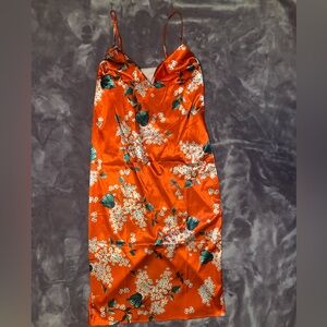 Floral Orange Sleeveless Dress